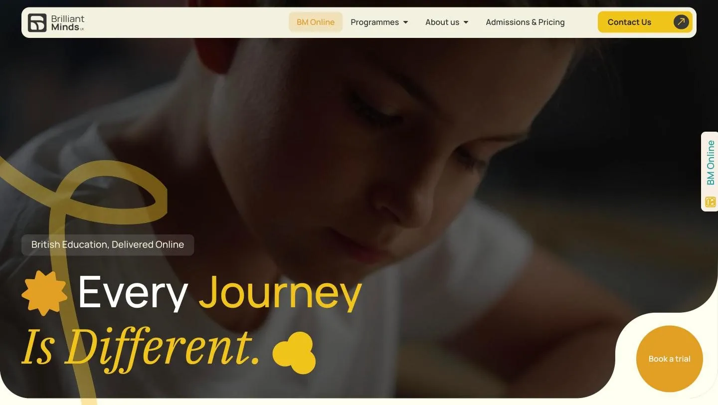 Brilliant Minds Online website homepage